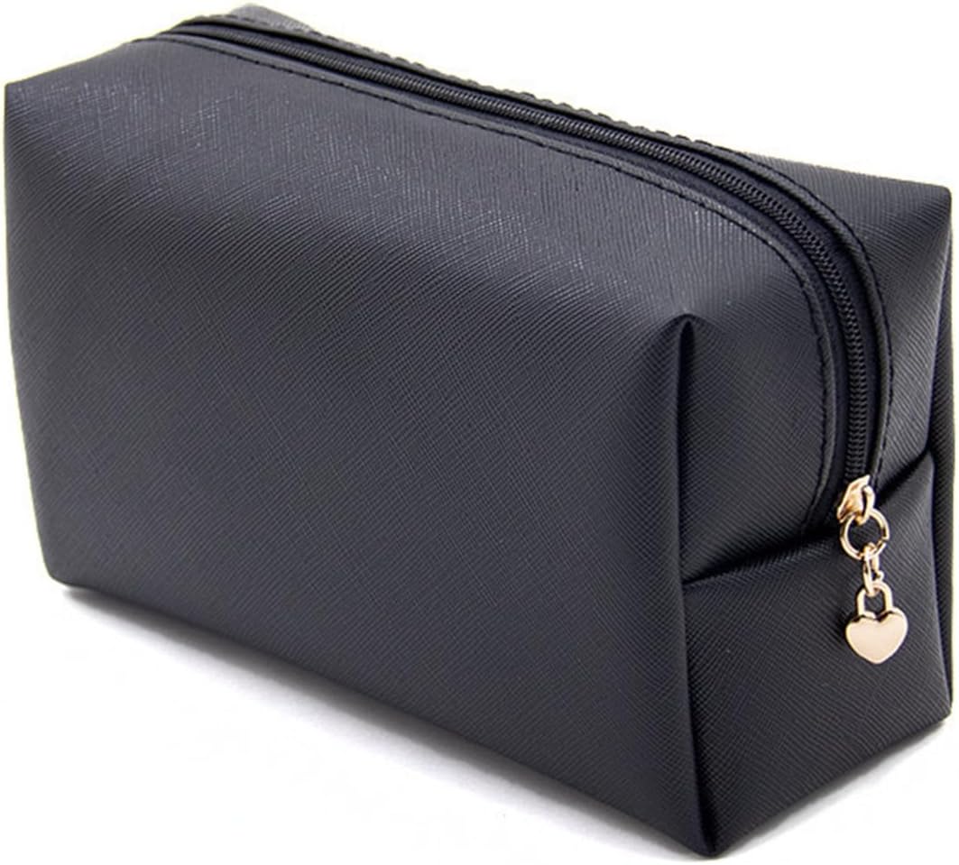 Cosmetic Bag Mouse Ears Bag with Zipper,Cartoon Leather Travel Makeup Handbag with Ears and Bow-knot, Cute Portable Cosmetic Bag Toiletry Pouch for Women Teen Girls Kids (Black)