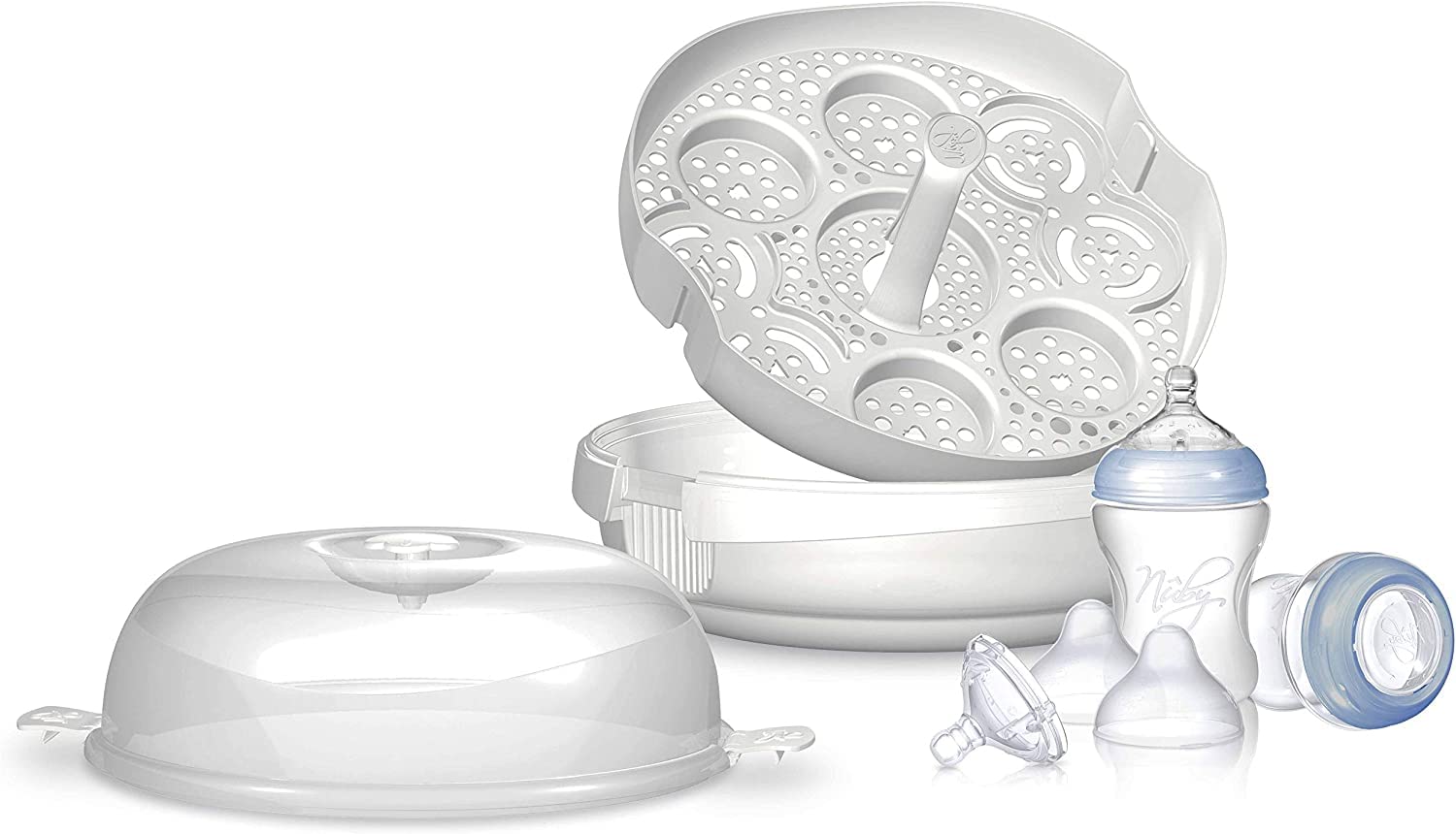 Nuby IDVP50 Sterylizator mikrofalowy z 2 butelkami do karmienia