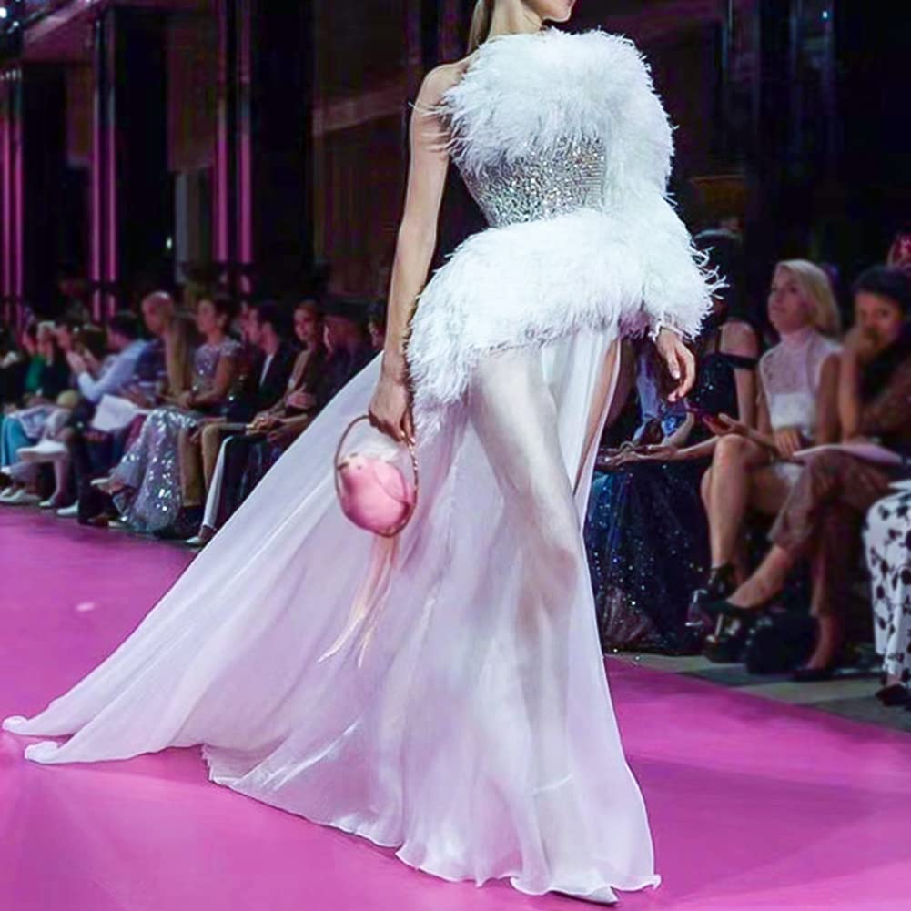 Ostrich Feather Boa 2 Yards 40g Natural Fluffy Shawl Plume Scarf for Women Costume Accessory,Party Dancing Dress Up, Holiday DIY Craft Sewing Trim Home Wedding Decoration - Gray