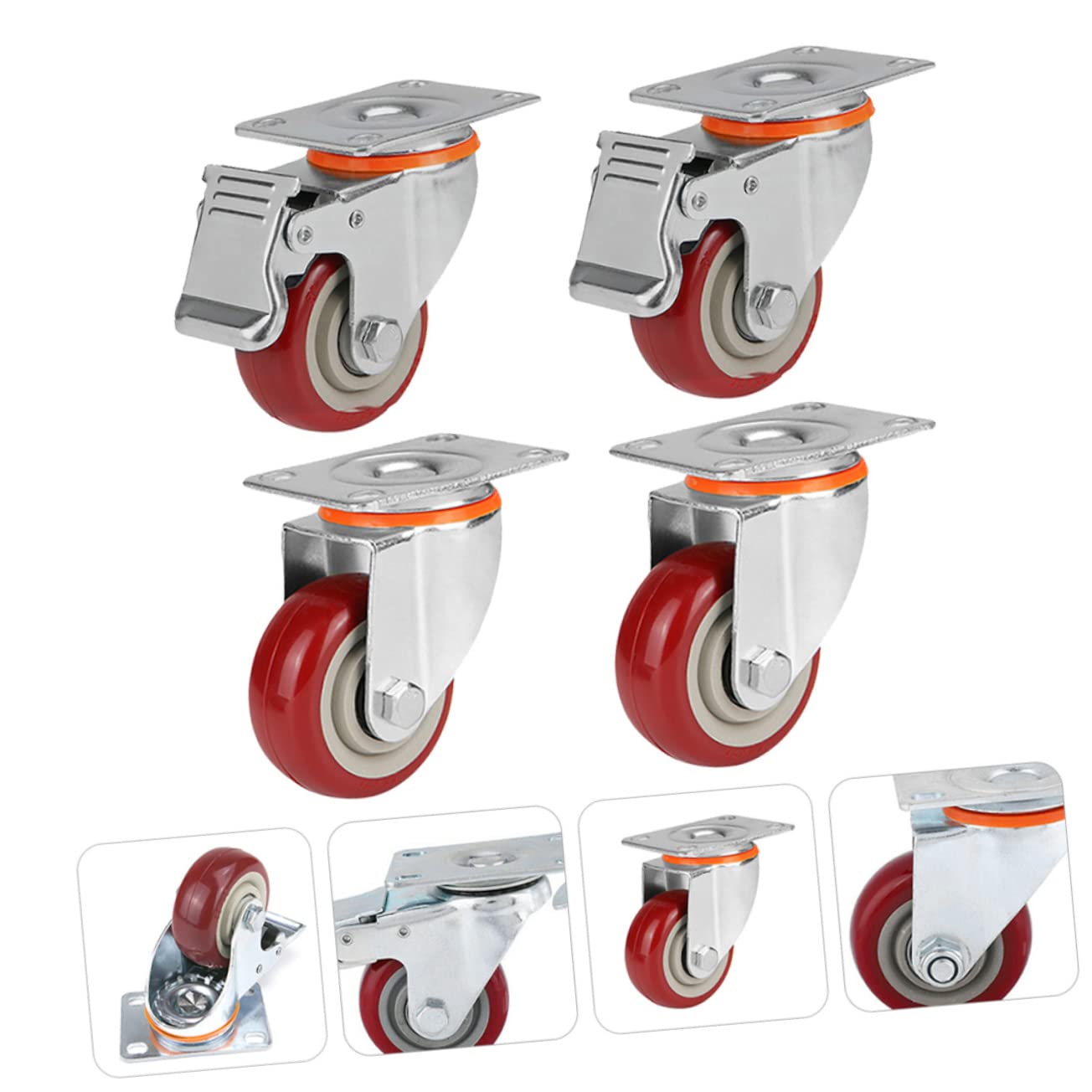 Healifty 4pcs Professional Garden Carts Wheels Trolley Parts Easy Install Quiet Rolling