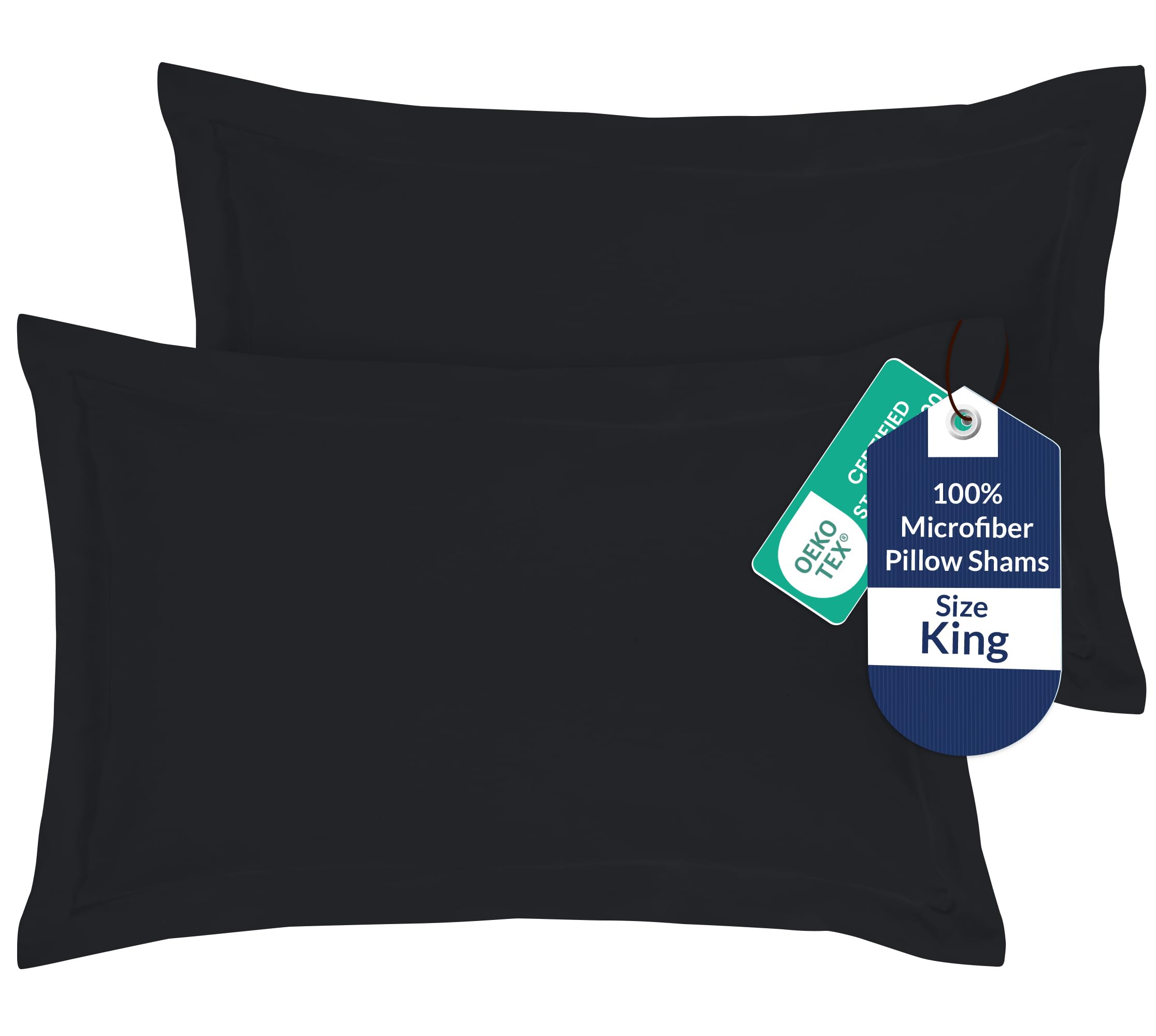 Royale Linens Microfiber King Size Pillow Shams Set of 2 - Black Shams