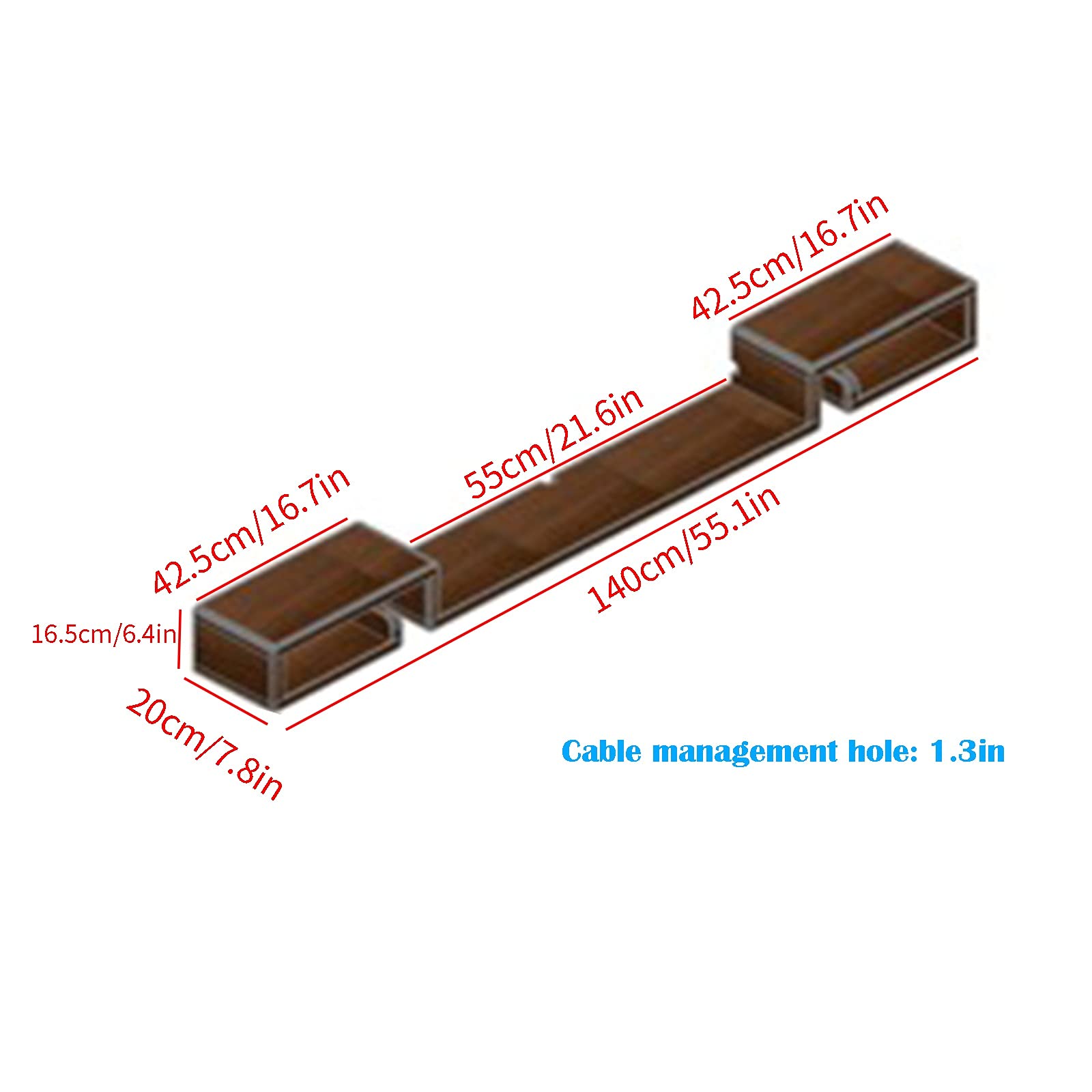 Gabinete de Tv Flotante, Decodificador de Soporte de Tv Montado en la Pared, Centro de Entretenimiento de Medios de Maderaiza para Ps4 / Decodificador de Cable/Reproductor de Dvd/Consola de Jue