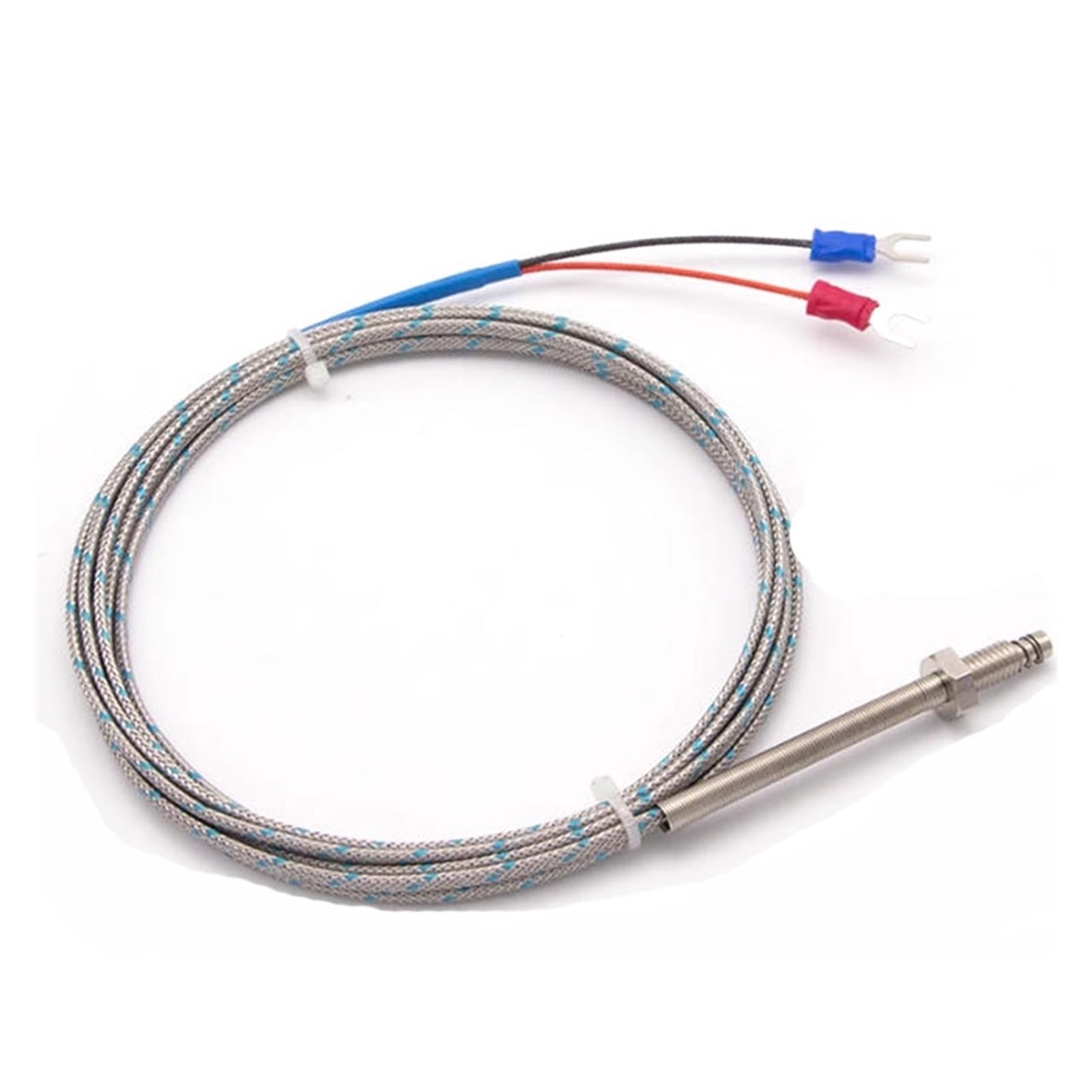 Sensor de temperatura de tornillo de cobre WRNT-02 aislado con rosca tipo K/E/J PT100 M6 sin conexión a tierra(M6 E Type 5m)