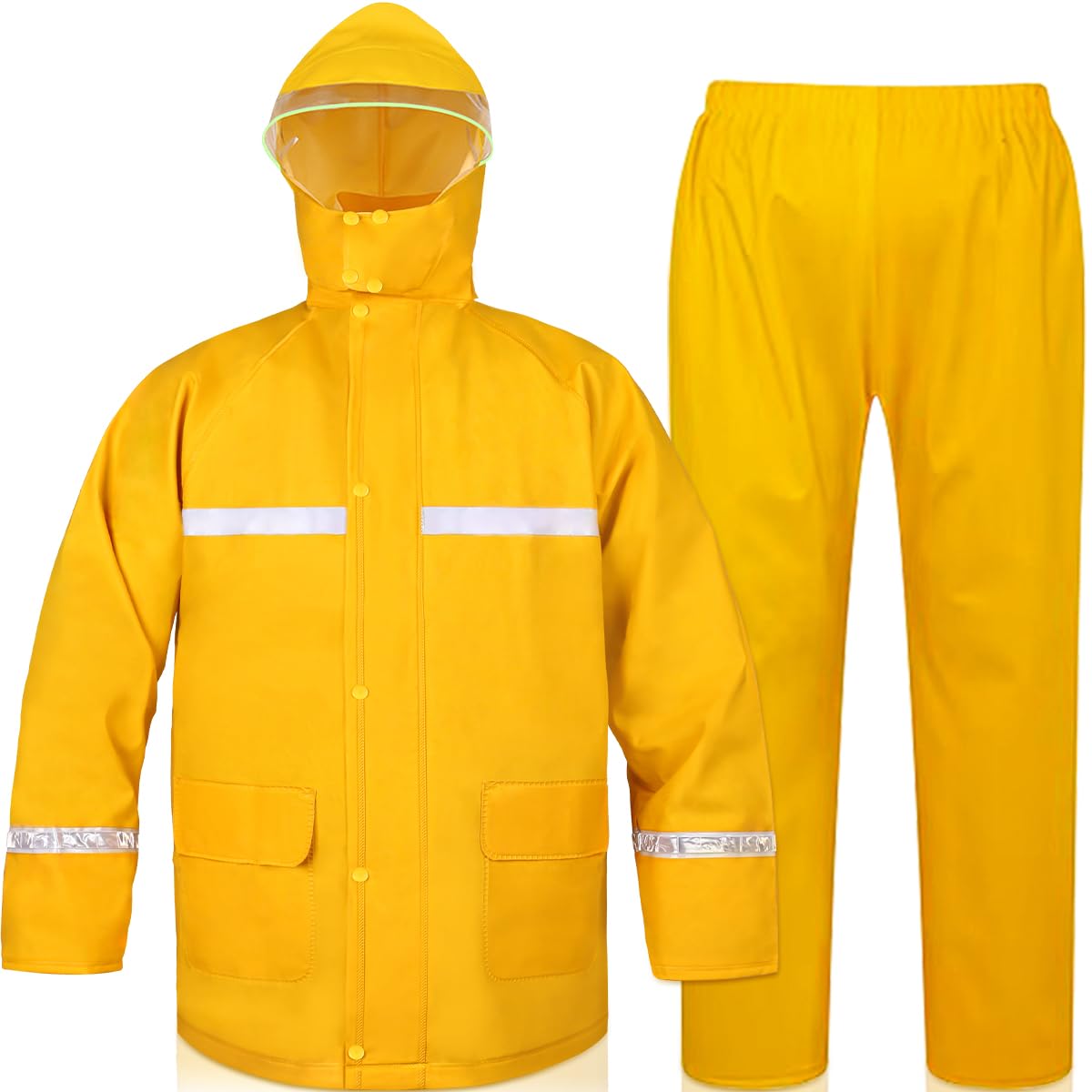 Rain Suit for Men & Women, Heavy Duty Rain Suits, Waterproof Rain Gear, Rain Coats with Eye-Catching Reflective Strip