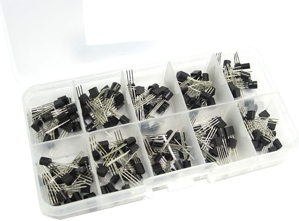 WANGCL 10Values 200PCS NPN PNP Power Transistor Assortment Assorted Kit BC327-BC558 with Clear Plastic Box