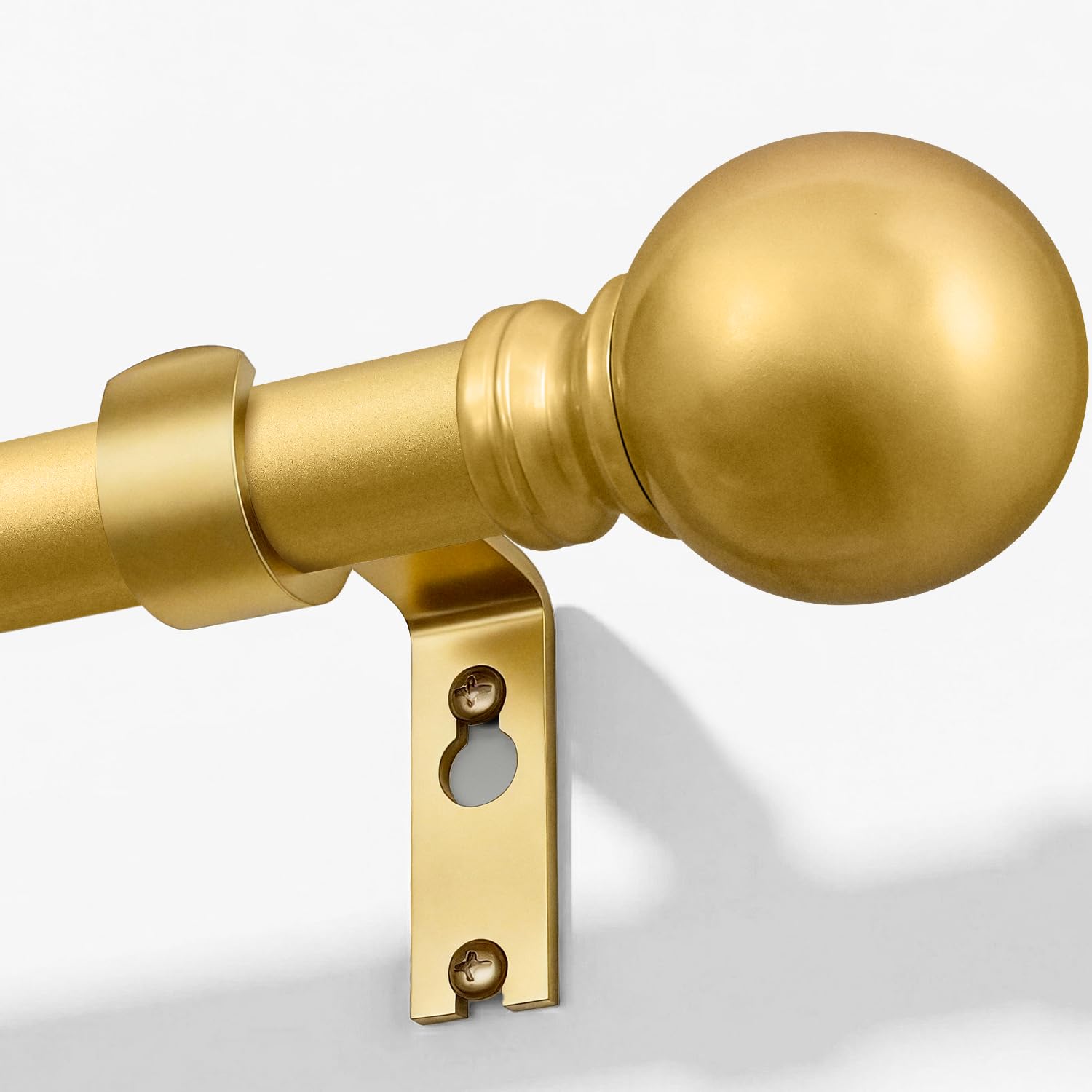 Modern Gold Curtain Rods for Windows 72 to 144 Inches Adjustable Length Heavy Duty 1" Diameter Long Window Curtain Rod with Round Decorative Finials for Bedroom Living Room Kitchen Farmhouse