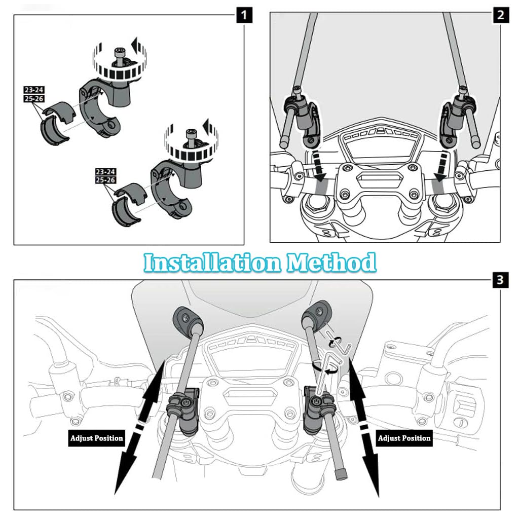 Parabrisas Moto para BMW R900RT R1200R R1200RT R1200RT R1200ST R Nine T, Ajustable Deflector de Parabrisas para Moto 22-28mm Montaje en Manillar Deflectores Viento Moto