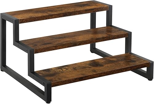 YINMIT Estante elevador de exhibición escalonado, organizador de especias de madera para encimera, estante de encimera de cocina de 3 niveles