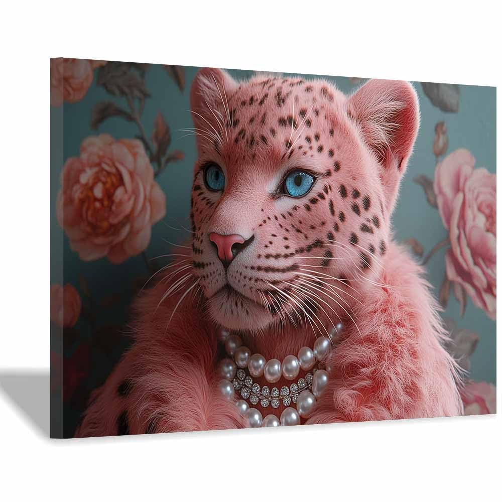 Tableau léopard rose de qualité supérieure toile encadrée décoration chic - 8
