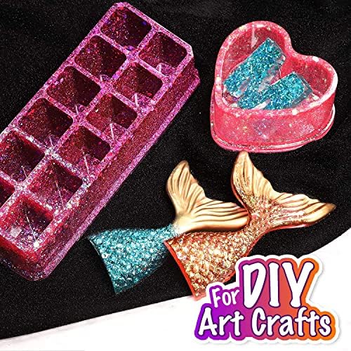 Holographic Chunky Glitter, 15 Colors Craft Glitter for Resin, with 5PCS Mixing Spoon, LEOBRO Cosmetic Glitter for Nail Body Eye Face, Resin Glitter Flakes Sequins for Art Crafts Jewelry Making