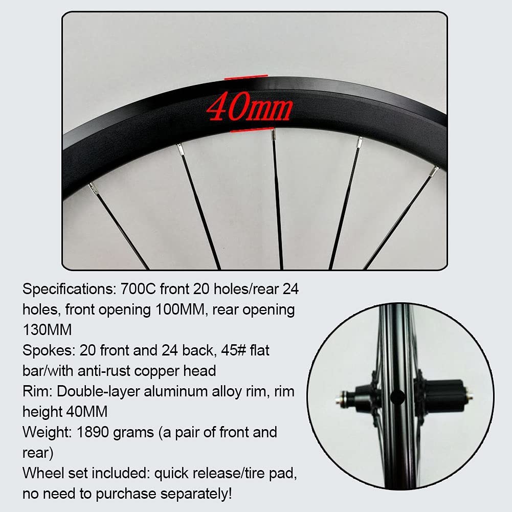 Amazon.co.jp: ロードバイクーホイールセット700c 40mmリム20/24