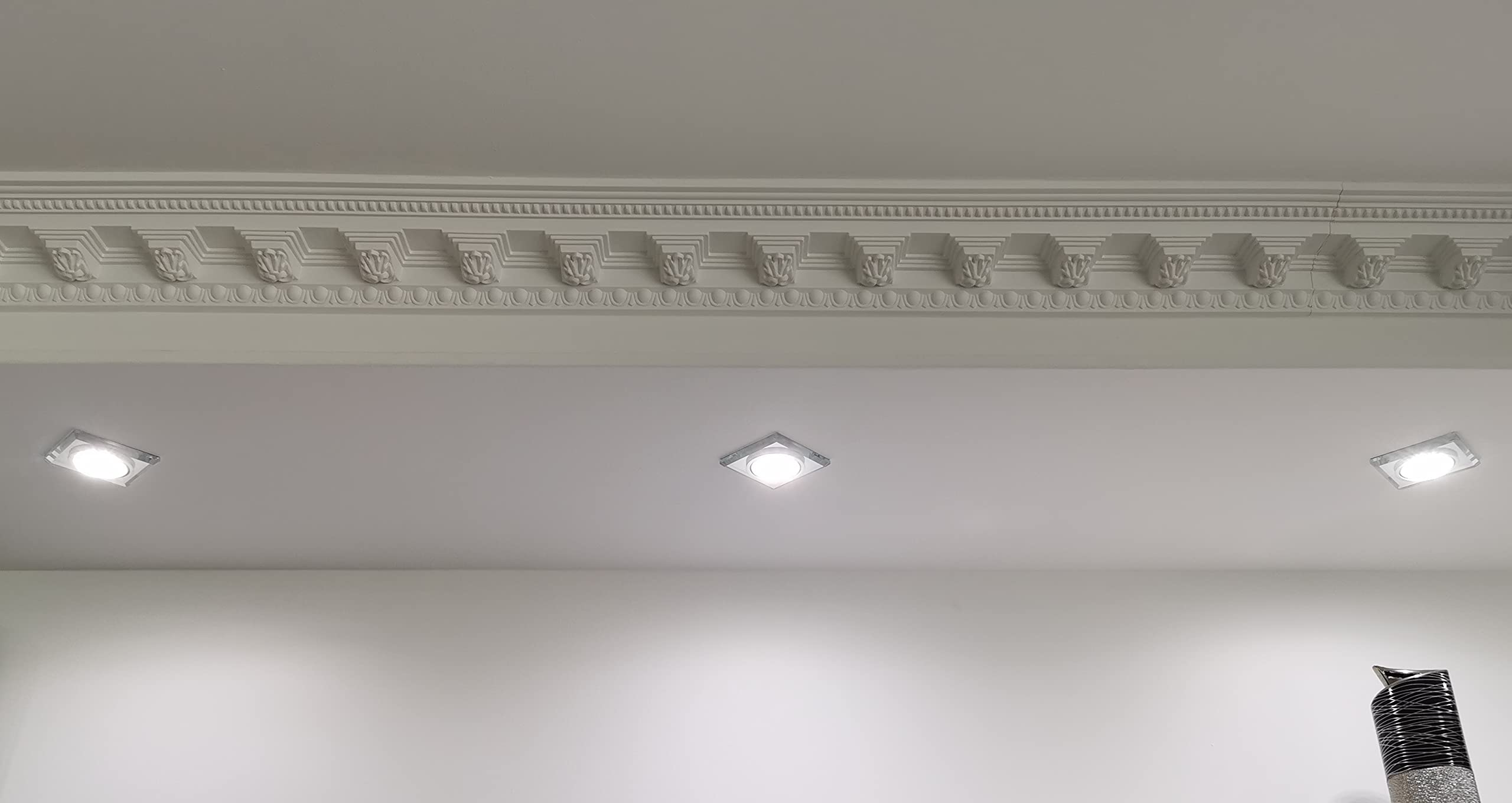 Trango 6736R-06G6KSDAK 6er Set *BLACK CRYSTAL* LED Deckenstrahler in Rund aus Schwarzglas inkl. 6x 3-Stufen dimmbar GU10 LED Leuchtmittel 6000K Tageslichtweiß, Einbauleuchte, Einbauspot, Deckenleuchte