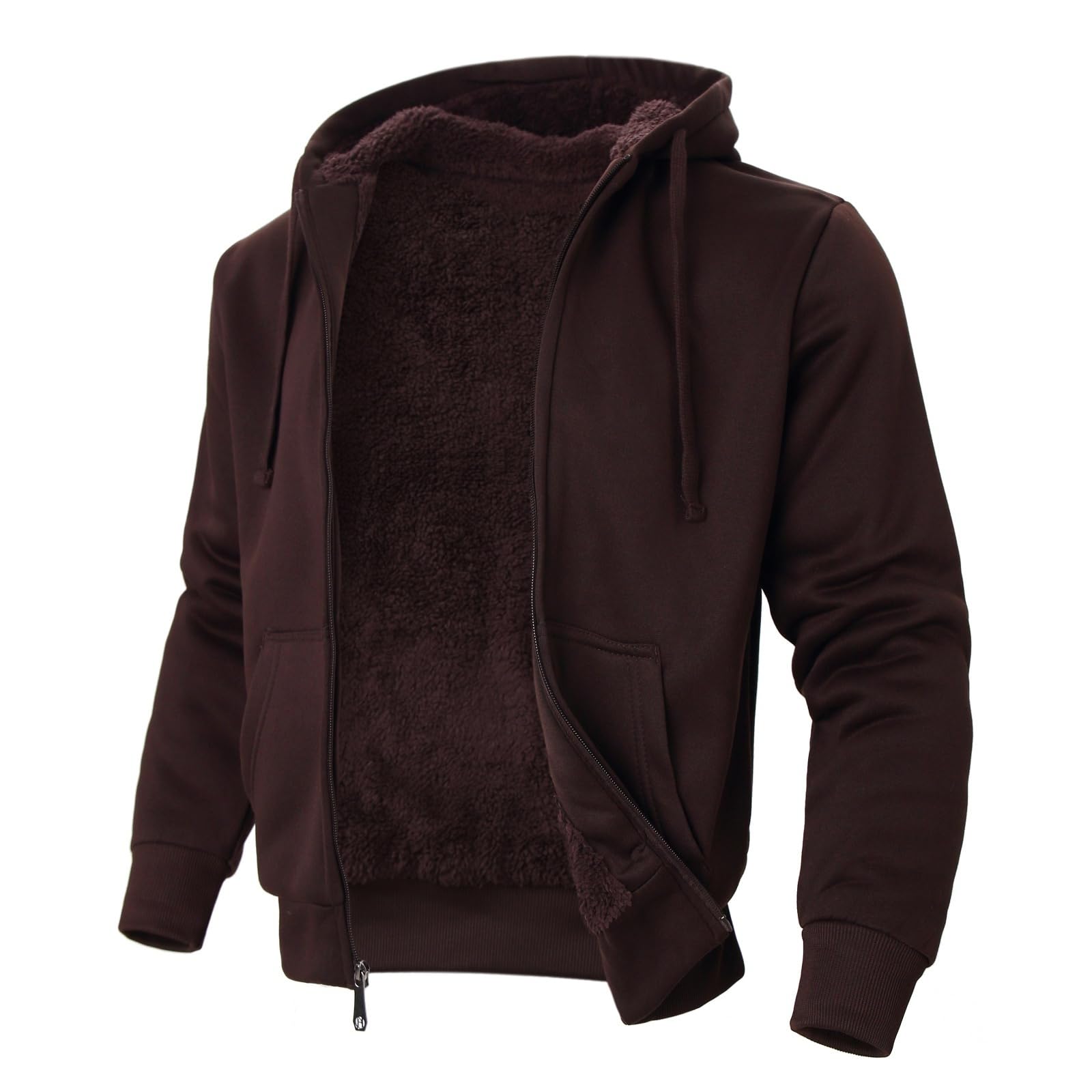Sherpa Lined Hoodies for Men Heavyweight Full Zip Up Sweatshirt Thick Fleece Winter Warm Work Jackets Plus Size