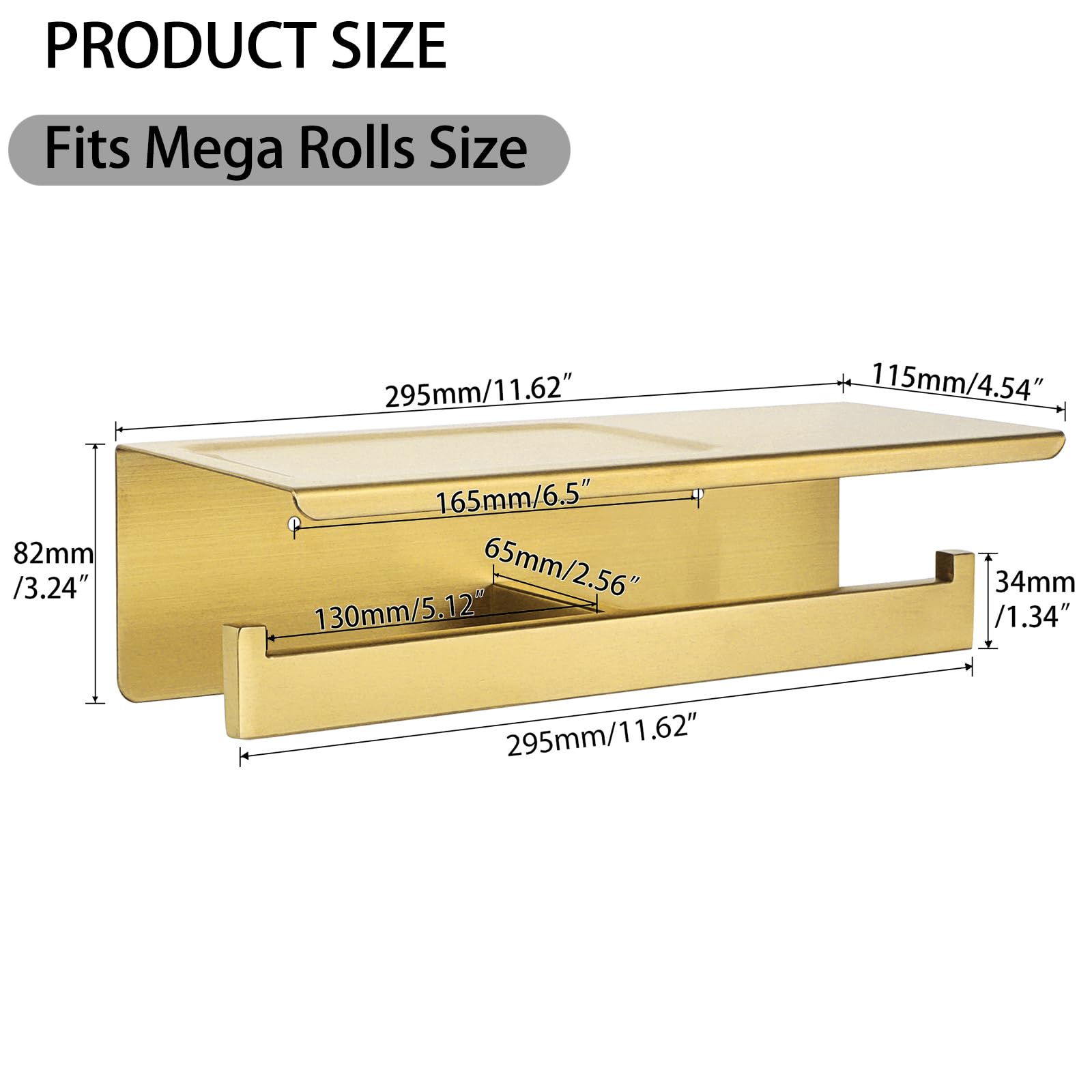 Alise Gold Double Toilet Paper Holder with Shelf,Self Adhesive or Drilling — Amazon image 2