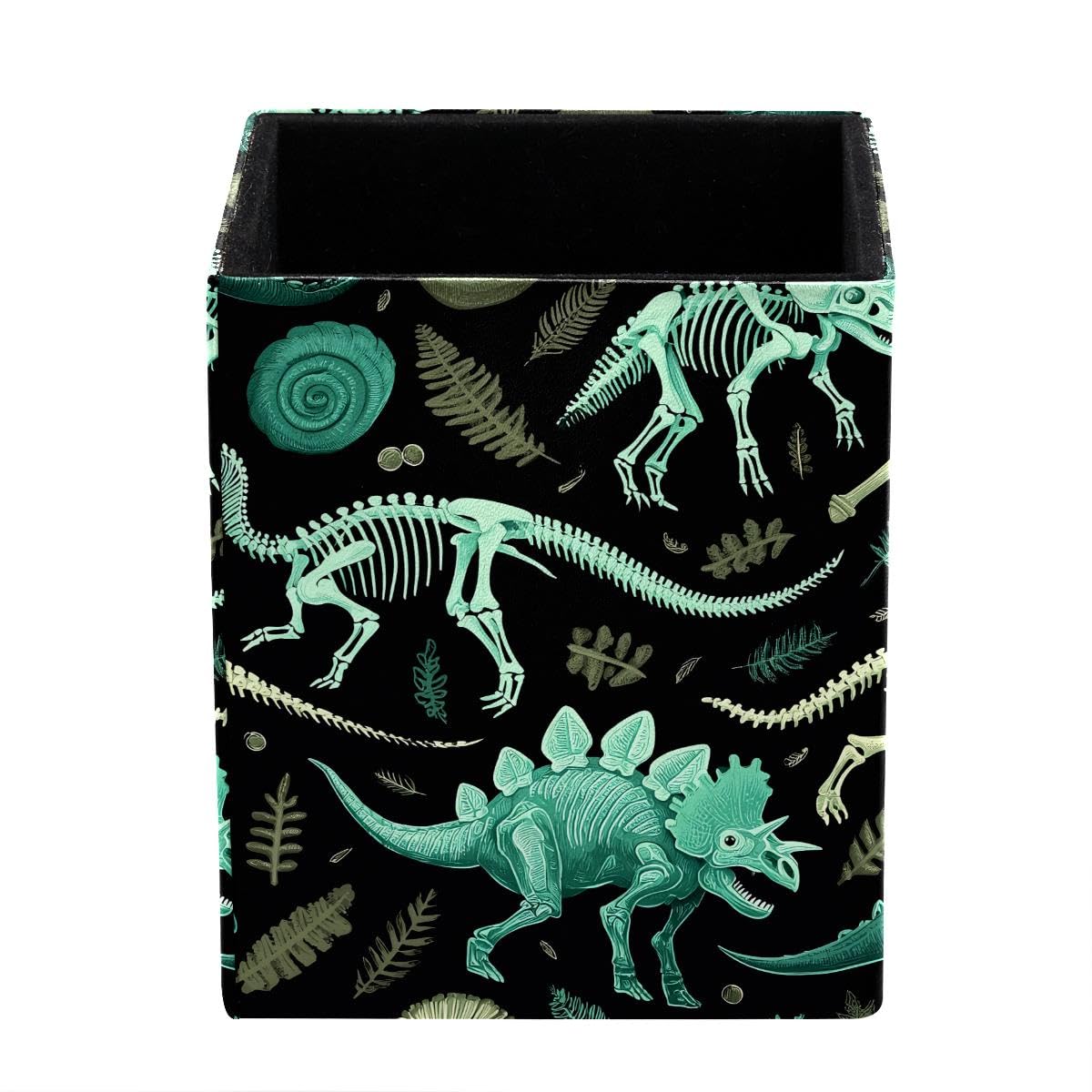 HEOEH Dinosaur Pen Holder Pen Pot, Square Pencil Cup for Desk