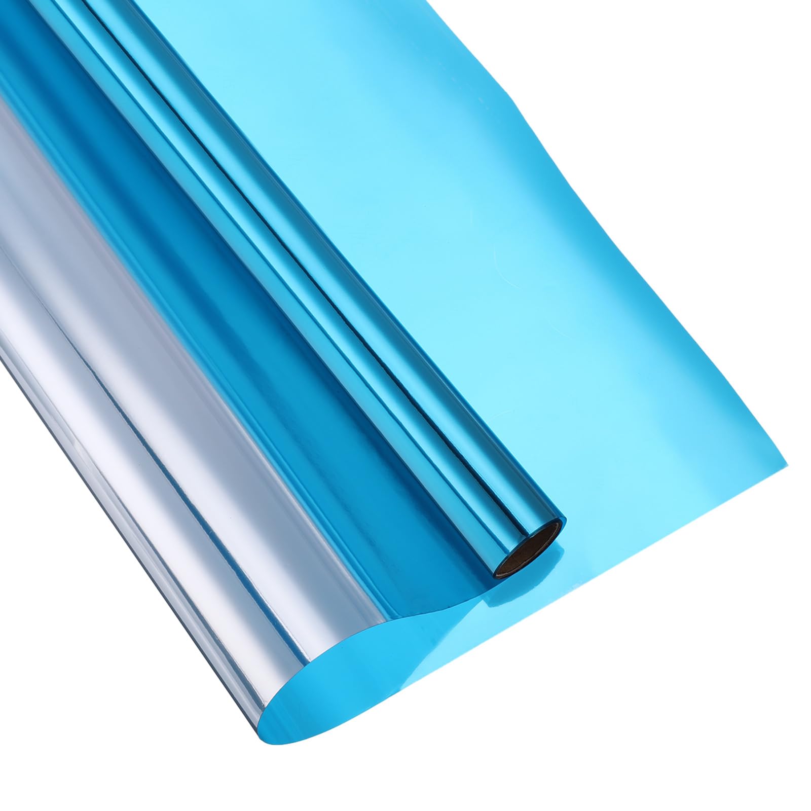 sourcing map Película de privacidad para ventana, privacidad diurna unidireccional, bloqueo de calor, tinte estático para ventana para oficina en casa, azul claro, 35.4 x 118.1 pulgadas