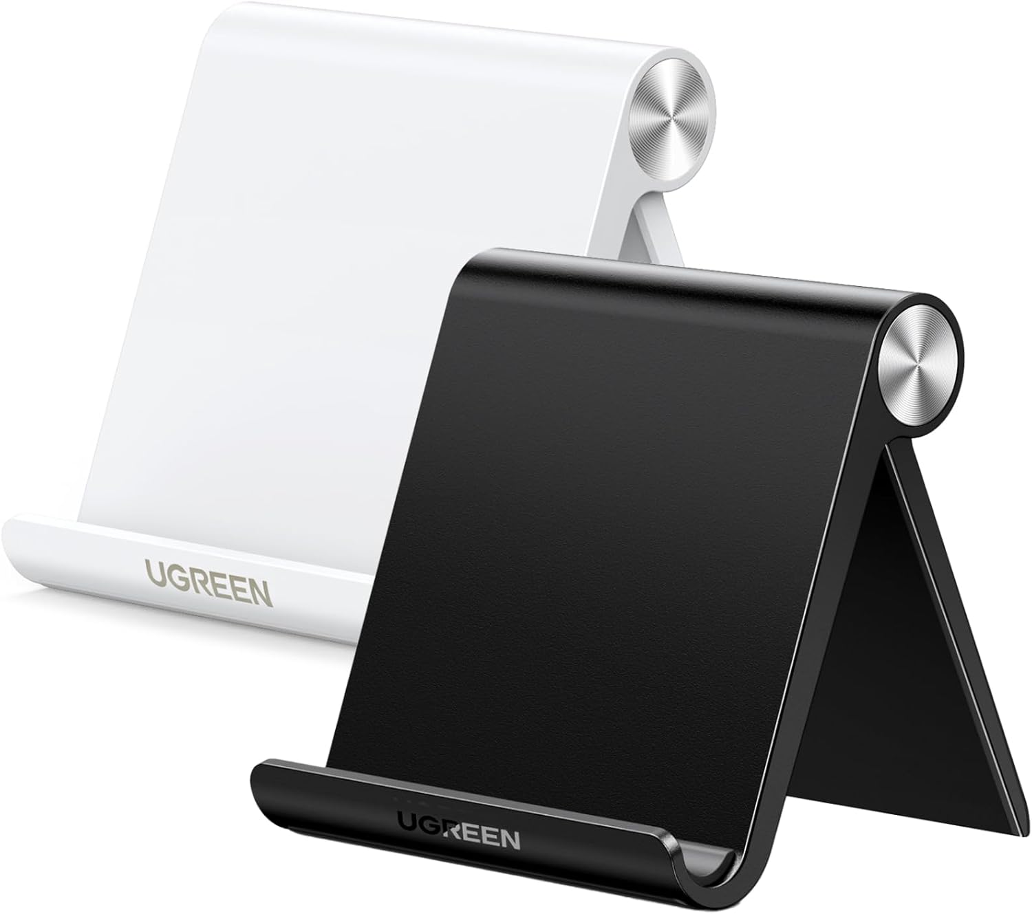 UGREEN Phone Stand 2 Pack Desk Cell Phone Holder Travel Compatible with iPhone 16 Pro Max 15 Plus 14 Pro 13 12 Mini 11 SE XS XR 8 7, Portable Foldable Desktop Phone Stand Adjustable, Black White UGREEN Phone Stand 2 Pack Desk Cell Phone Holder Travel Compatible with iPhone 16 Pro Max 15 Plus 14 Pro 13 12 Mini 11 SE XS XR 8 7, Portable Foldable Desktop Phone Stand Adjustable, Black White
