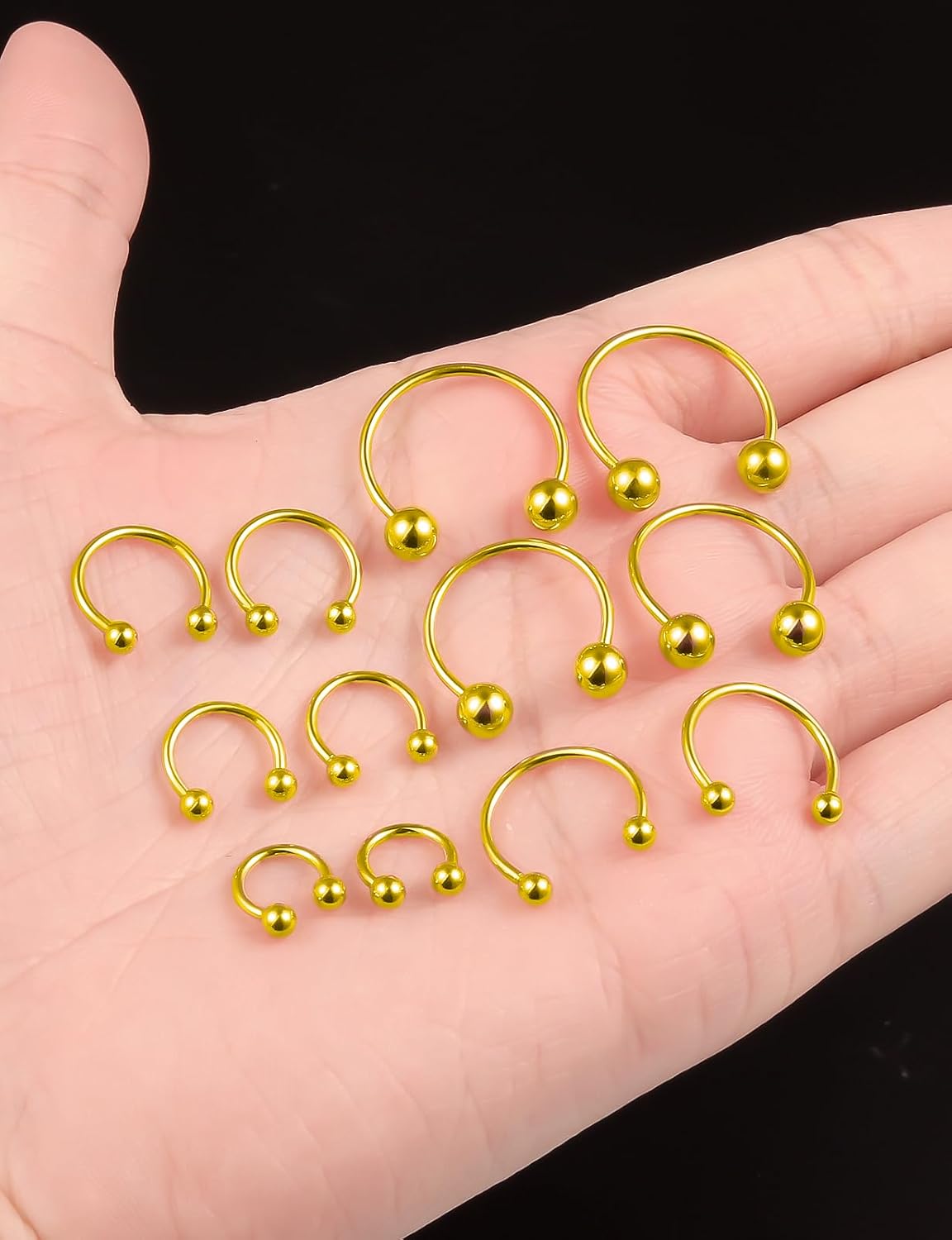 Septum Rings 16G Surgical Steel Snake Bite Jewelry Round Balls Horseshoe Lip Rings Smiley Piercing Jewelry for Women Men 6mm 8mm 10mm 12mm 14mm 16mm - Image 2