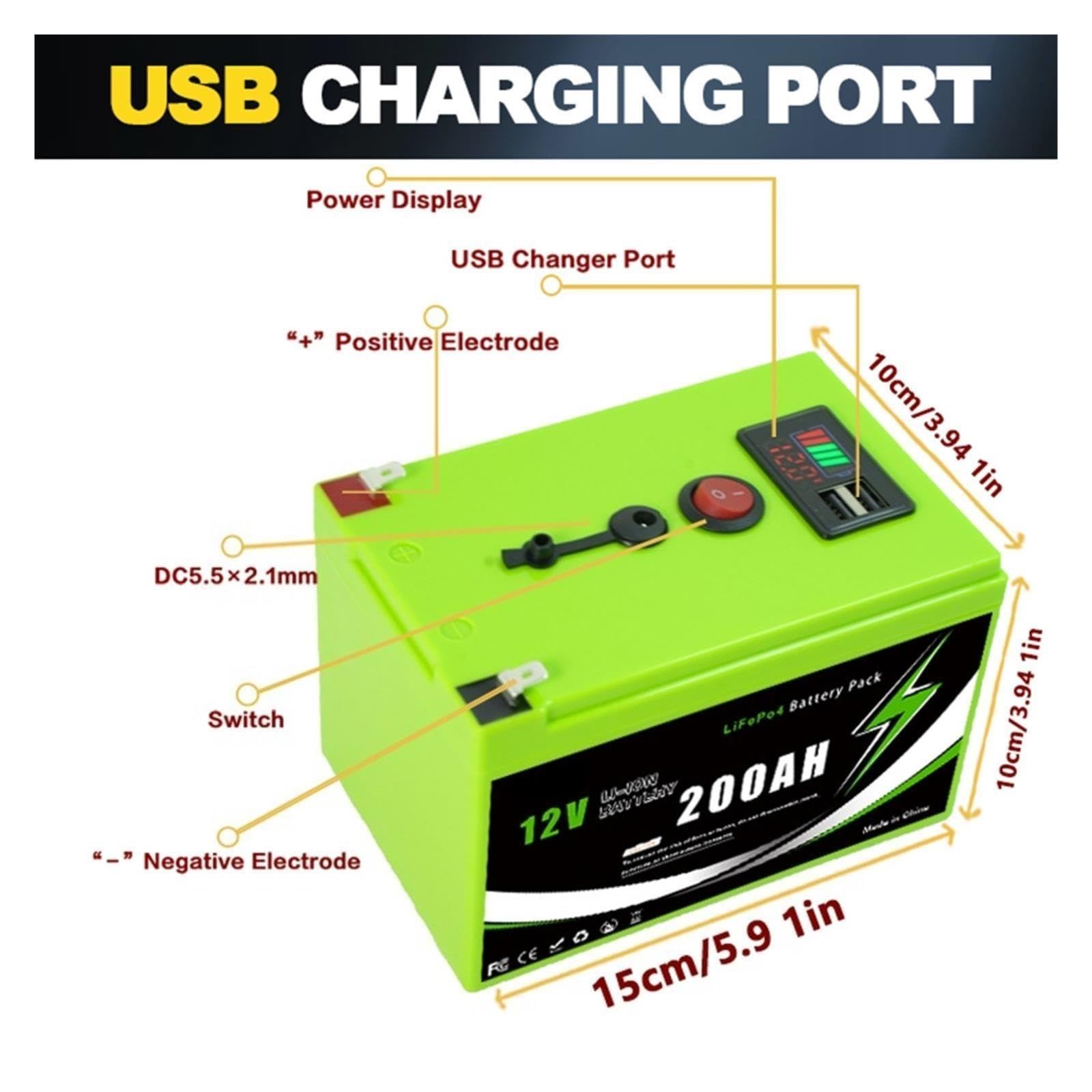 Batteria al litio LiFePO4 da 12,6 V 160 Ah/180 Ah/200 Ah
