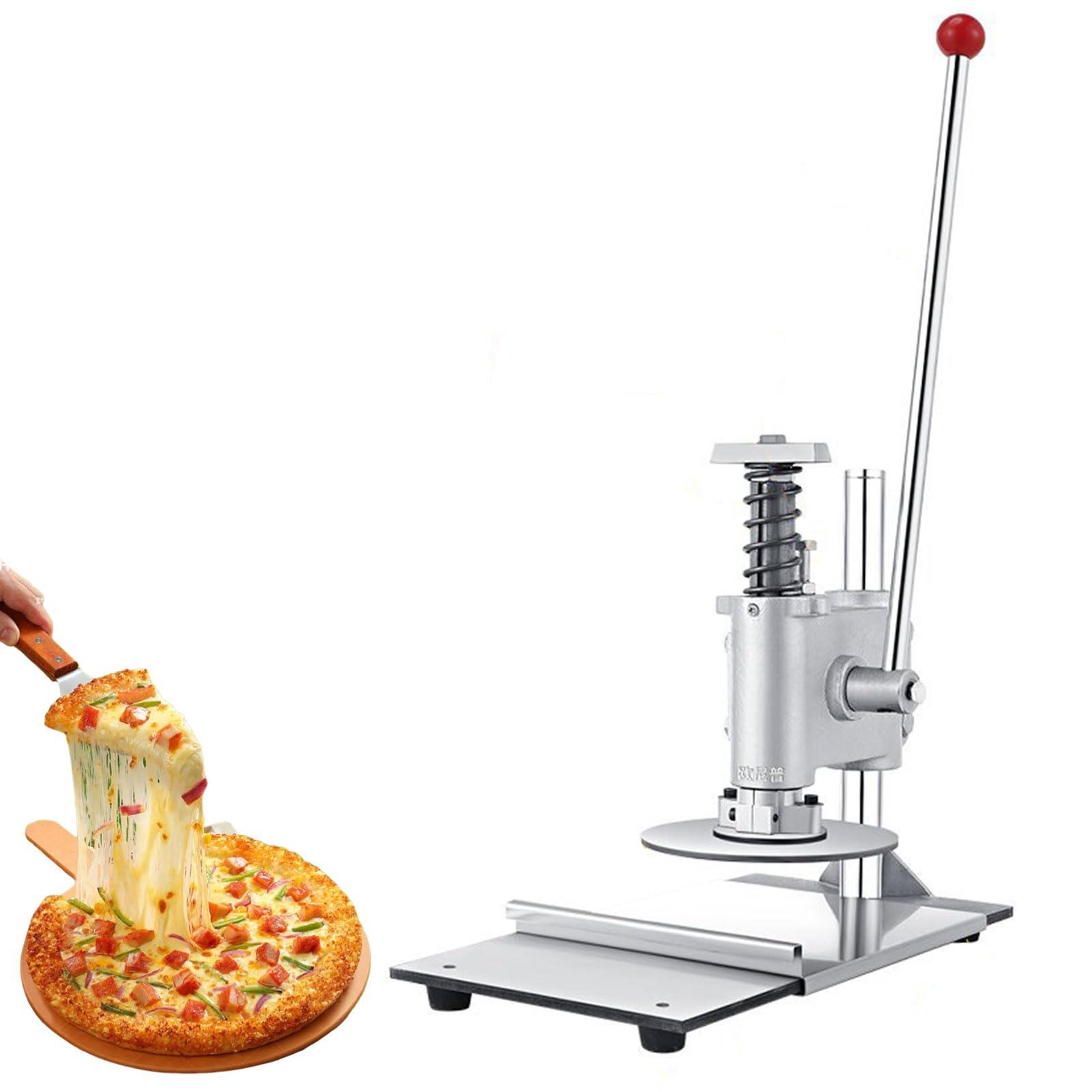 Presse à pâte à pizza commerciale, en acier inoxydable, épaisseur réglable, presse à croûte de 22 cm pour pizza, tortilla, pâtisserie