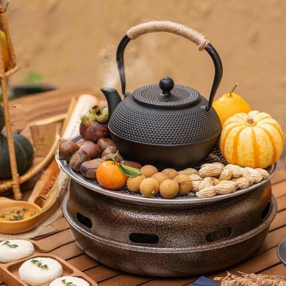 15-calowy podzielony okrągły grill na zewnątrz, z domem izolacyjnym domowy nietopcy mini grill woda i separacja oleju odpowiednia dla znajomych gromadzących się znajomych