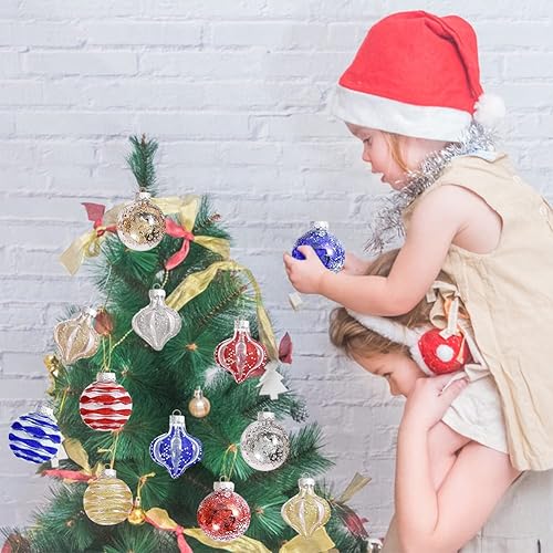 Miniatura 4 de Adornos de bola de Navidad transparentes, 9 piezas, juego de adornos de Navidad, bola con patrón de temática navideña para decoración del árbol de