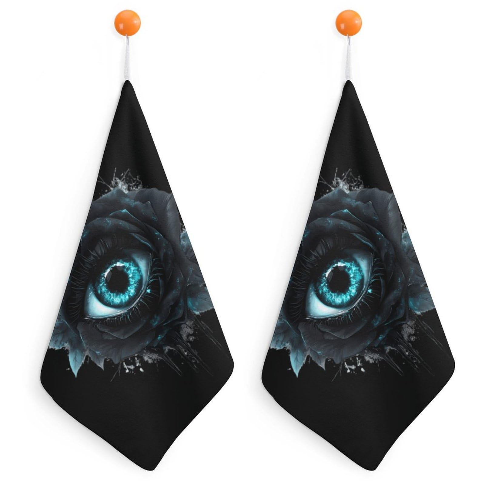 CGSBNGHA Evil Black Rose Eye Hand Towel Hanging Face Towels Cleaning Cloths Handkerchief for Bathroom Kitchen