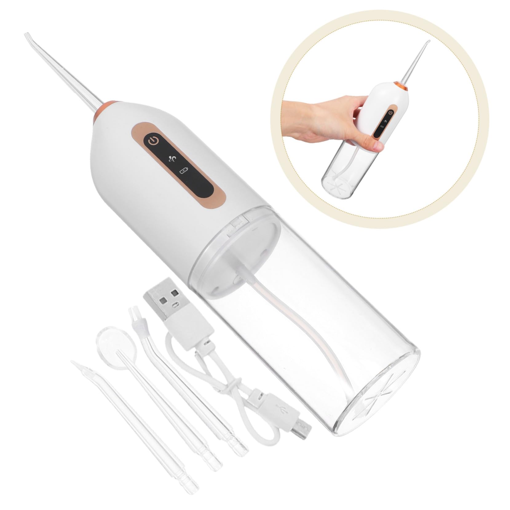Irrigador Dental Portátil Eléctrico Recargable USB Water Flosser para Dientes con Tanque Ajustables Resistente al Agua para Cuidado Bucal Diario y Viaje