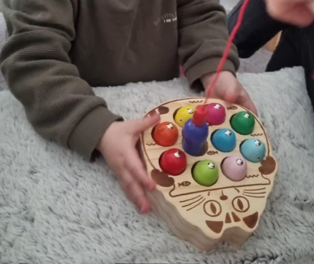 Jeux Montessori NCKIHRKK - Jouet Pêche Magnétique En Bois Pour Enfant 2 Ans, Cadeau Éducatif Fille Garçon