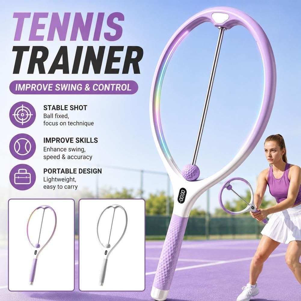 Solo-Tennis-Trainer, Rebound-Ball mit Farblicht, tragbare Schwung-Übungshilfe, Training, Verbesserung für Indoor- und Kontakttennis