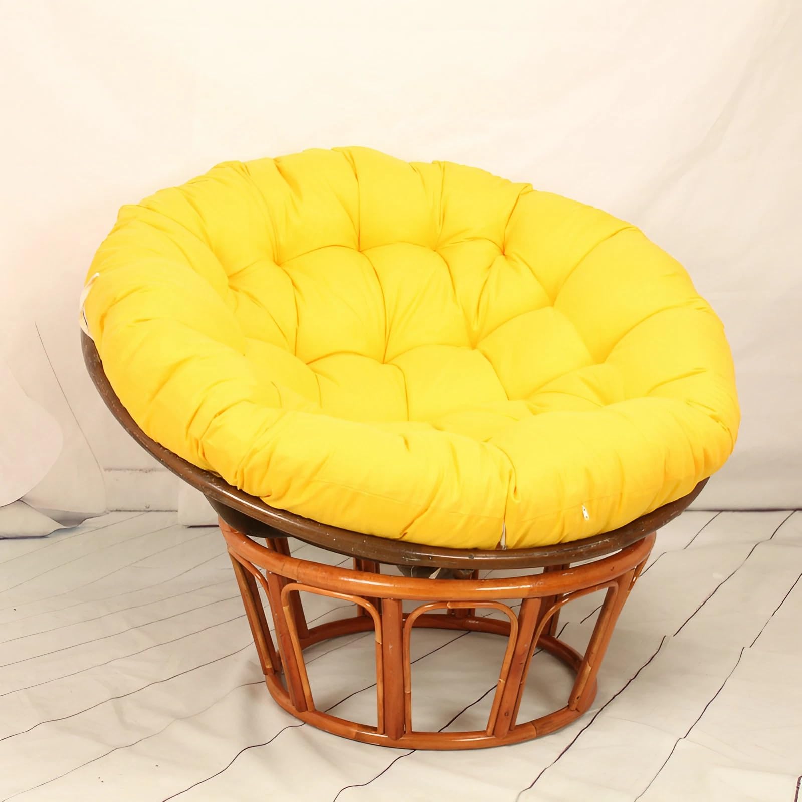 YHXAIQ Round Thickened Floor & Egg Chair Cushion - Polyester+Cotton Plush Comfort For Rocking/Hanging Chairs, Outdoor Garden & Indoor Sofa(Yellow,70 x 70 cm)