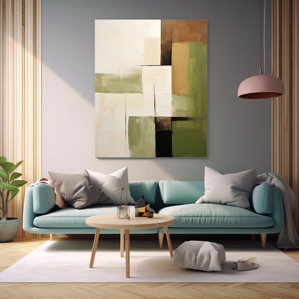 TZKRWRH Cuadros Lienzo Decorativos Patrón Abstracto Ajedrezado Lienzos Moderno Wall Art Prints Decor Canvas Imágenes Cuadro Decoracion Salon Baño Dormitorio（Green 33-80x120cm Sin marco