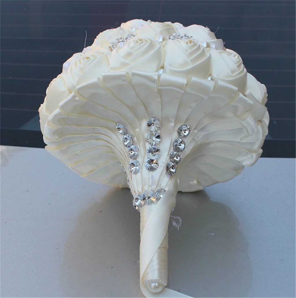 Handgemachte Brosche Brautstrauß Braut Satin Rosen Blumen Strass Perlen Blumensträusse Hochzeit Strauß Künstliche Blumenstrauß künstlicher Rosenstrauß Dekoration