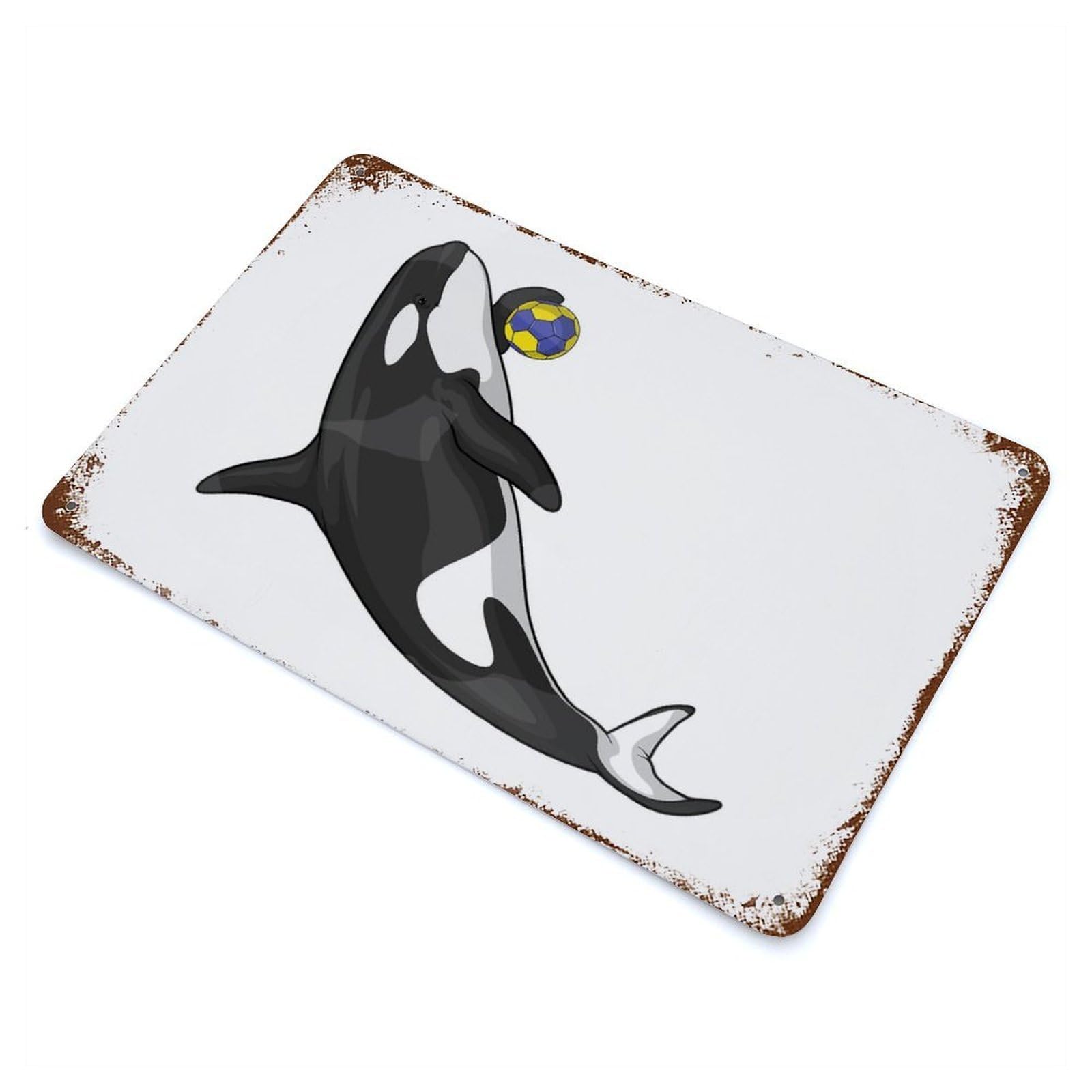 Killer Whale Handball Rust Effect Tin Sign 11.8"x7.9", Ideal for Cafe, Home Bar And Lounge Decor