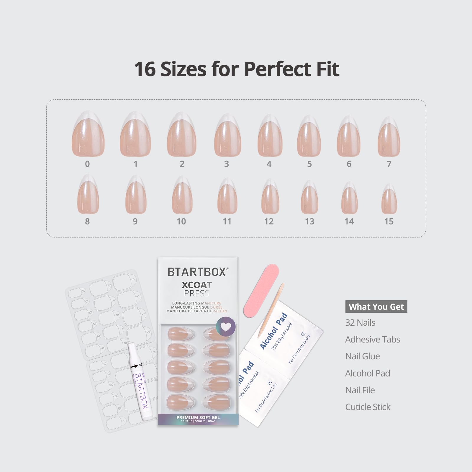 BTArtbox Press On Nails - 32pcs Almond French Tips -6 BTArtbox Press On Nails - 32pcs Almond French Tips -6
