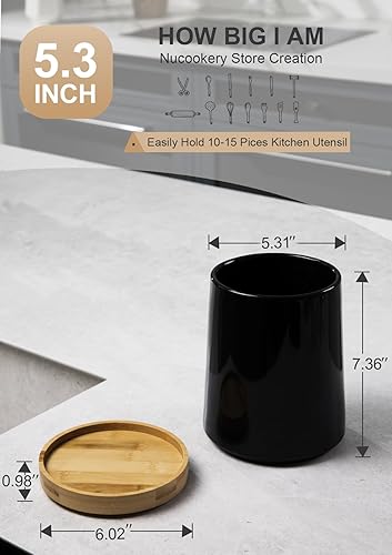 Miniatura 2 de Nucookery Soporte giratorio de 360, soporte para utensilios de cocina de cerámica extra alto de 8.2 pulgadas con parte inferior de corcho de