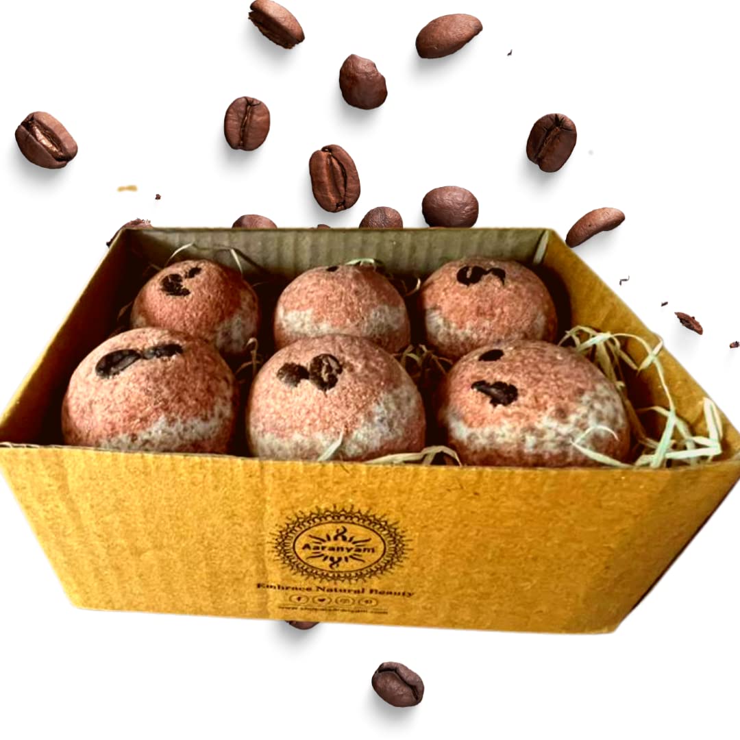 Refreshing Coffee-Bath Bomb-Fizzy Aromatic Bath Bomb with coffee beans (75g Each) - Pack of - 6