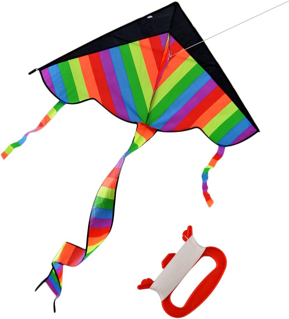 Huge Rainbow Kite Colorful Kite Large Easy Flyer Kite for Kids and Adults 3Pack