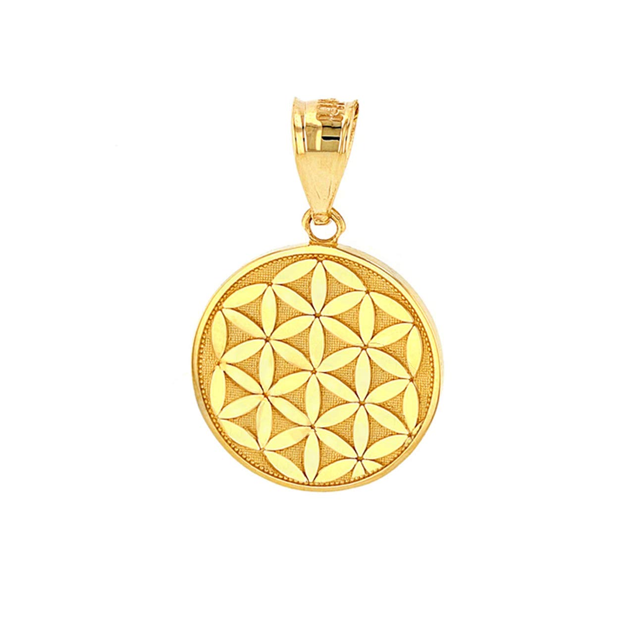 Certified 14k Gold Flower Of Life Sacred Geometry Charm Pendant (1.0")