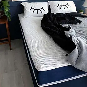 Colchão King Mola Ensacada Guldi Firme (25x193x203) Azul e Branco