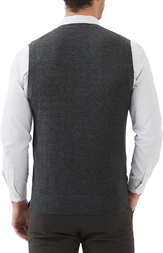 Men's V-Neck Sleeveless Wool Sweater Vest MRJY-8606 Grey2