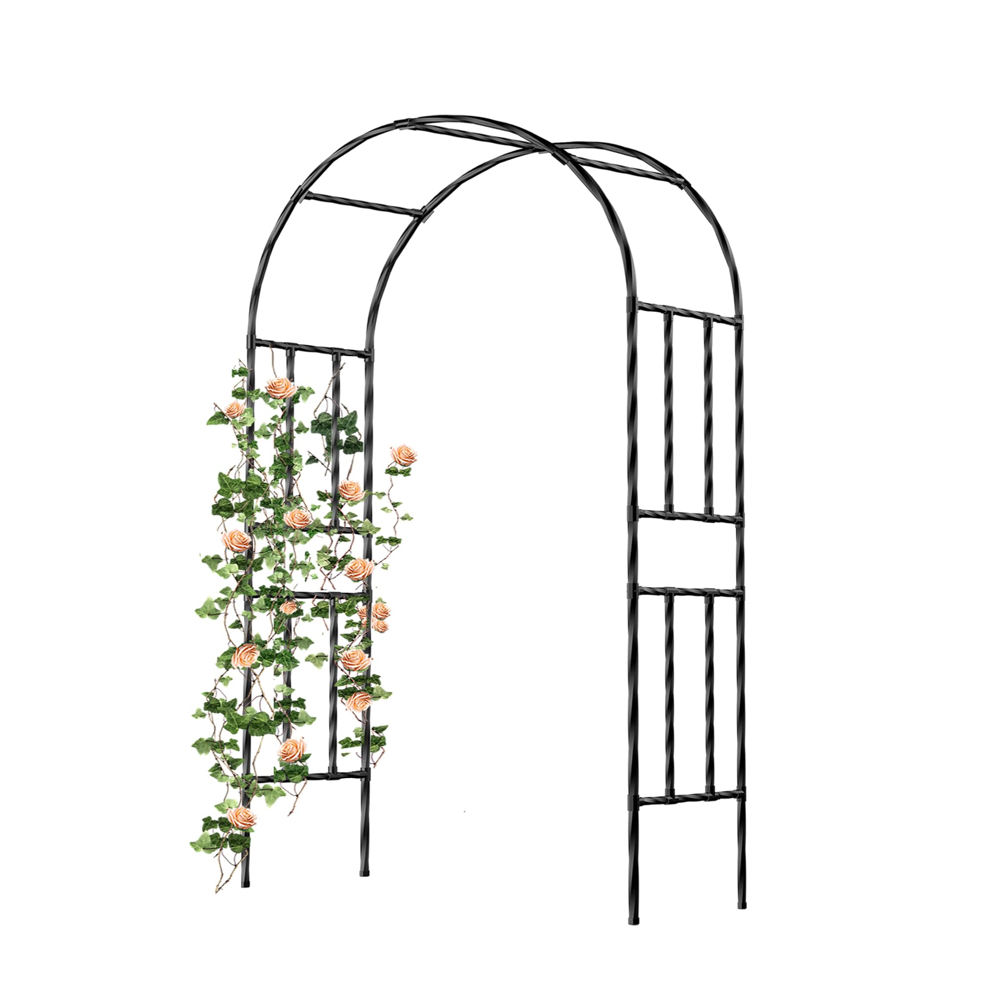 Caroeas Metal Garden Arch with 20mm Thickened Galvanized Steel Tubes, Rust-Resistant rose arch, 120cm Wide x 240cm High, Ideal for Climbing Plants and Outdoor Decoration as Garden Archway or Trellis