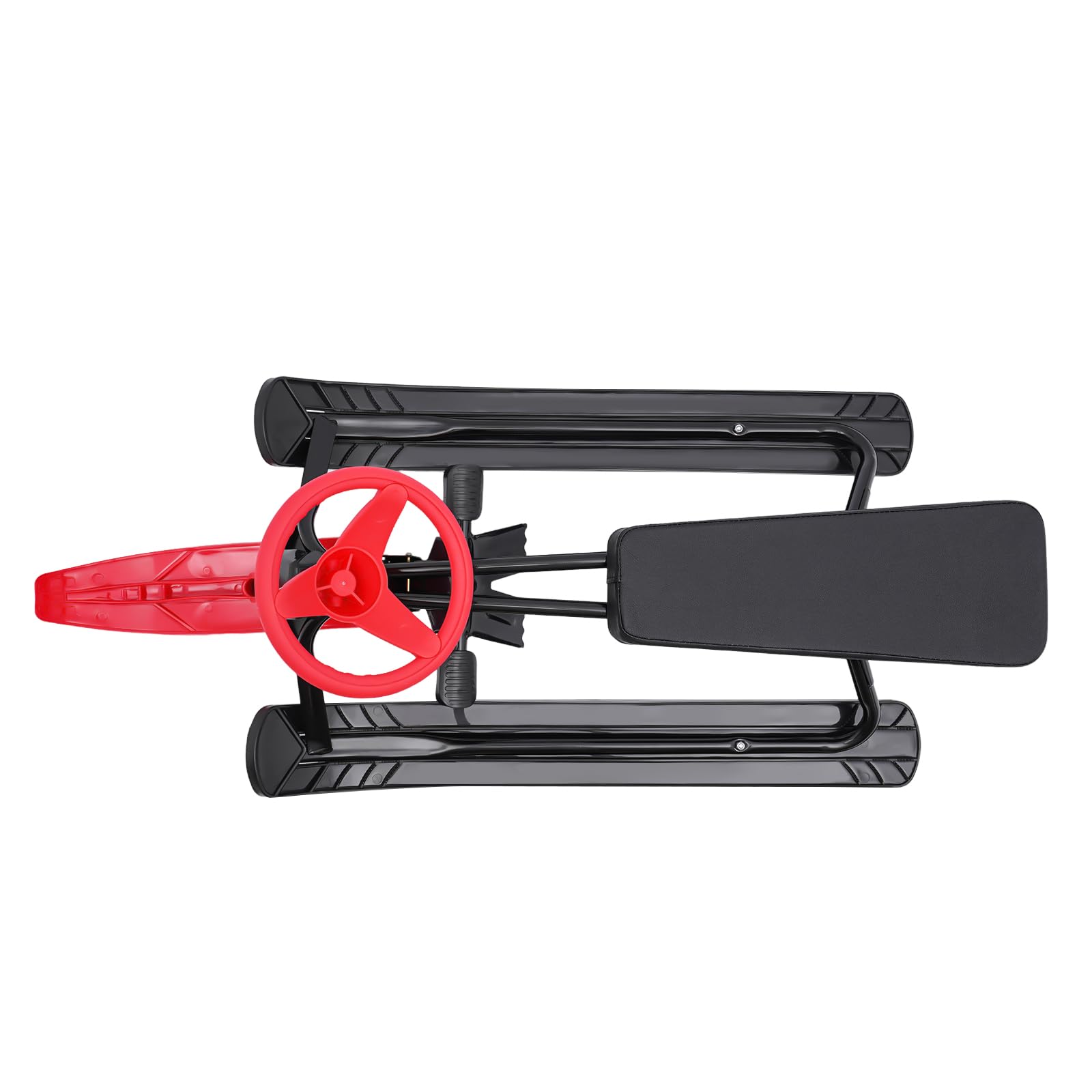Bob Slittino con volante e freno a pedale, portata 100 kg, per adulti e bambini, 3-15 anni, slitta ergonomica per sci, neve, ghiaccio