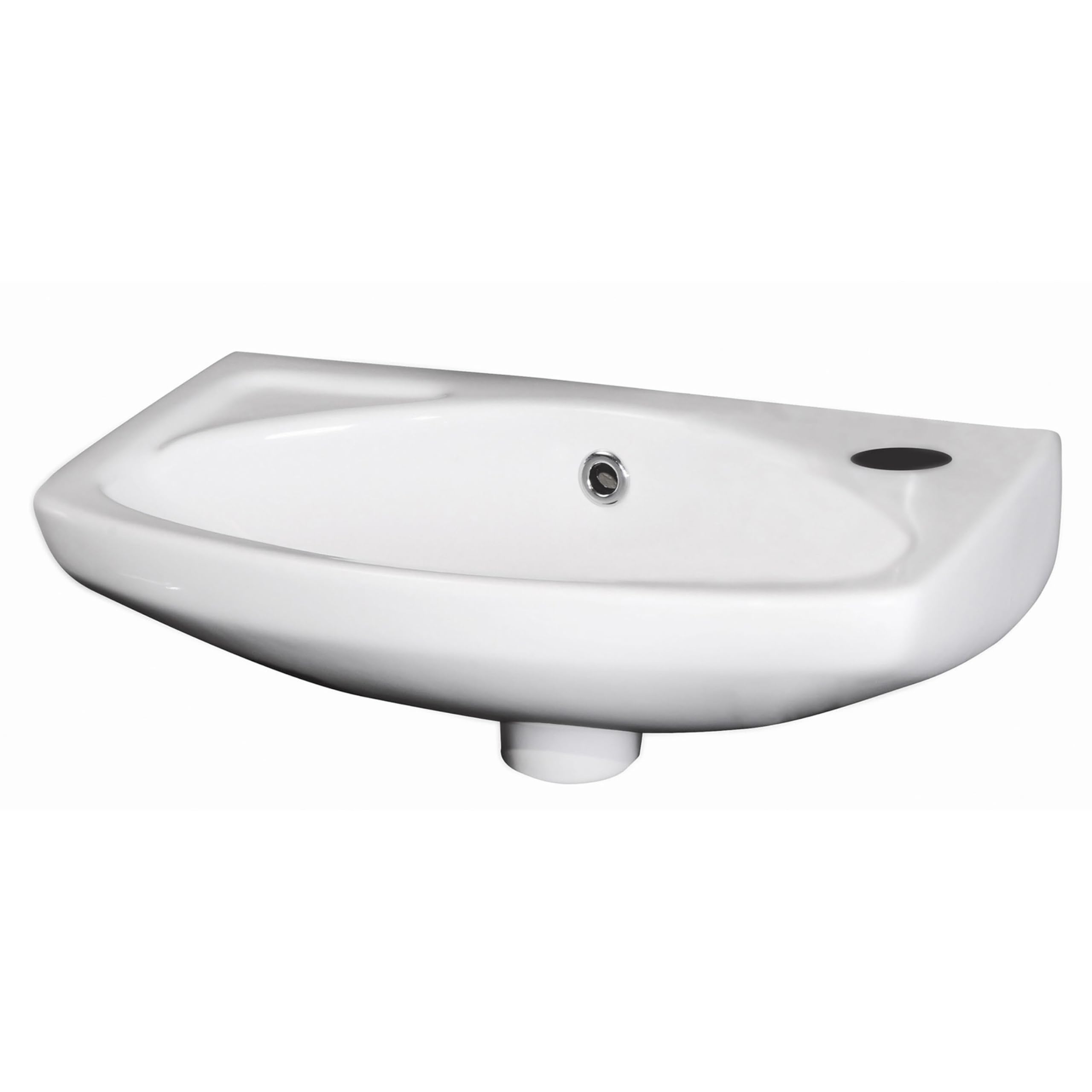 Balterley White 450Mm Bathroom Sink, Wall Hung Ceramic Round Bowl Bathroom Wash Basin Sink With Overflow, 1 Tap Hole, Wall Mounted Basin Sinks For Bathrooms And Cloakroom - 450 X 280 X 155Mm (White)