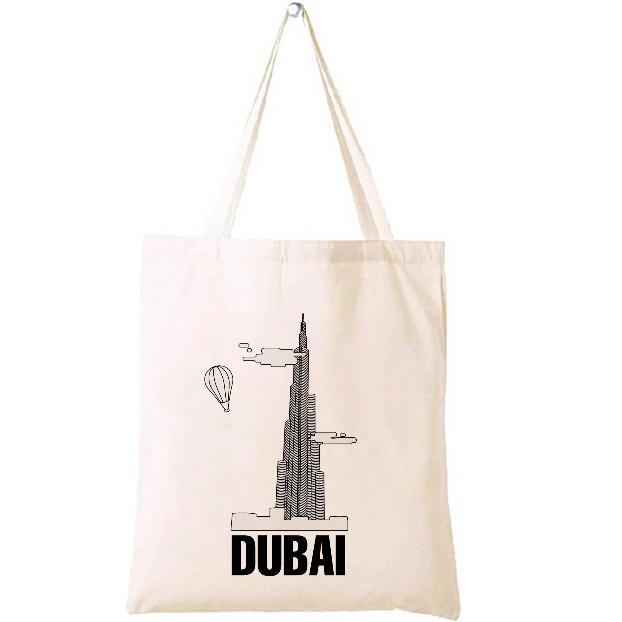Cotton Tote Bag with Dubai Skyline Design - Eco-Friendly Souvenir and Travel Accessory - Great Gift and Travel Companion - Perfect for Shopping and Everyday Use