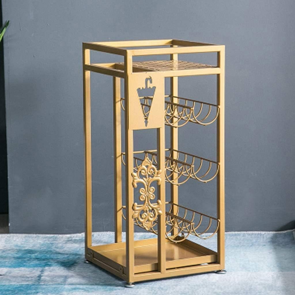 Golden Wrought Iron Umbrella Stand, Hotel School Commercial Home Creative Floor Flower Shelf Rain Umbrella Umbrella Placement