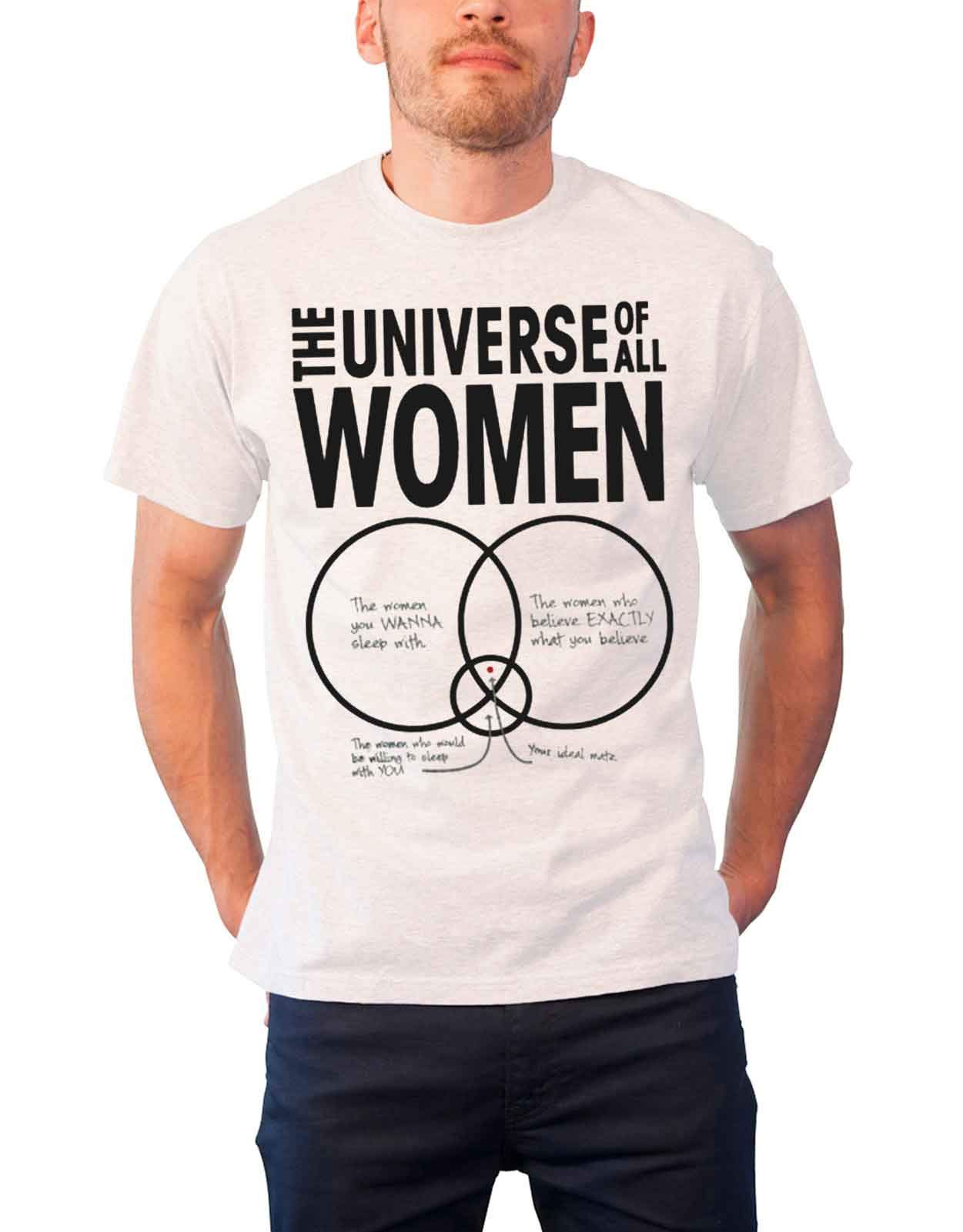 The Big Bang Theory Women's Weiß Officially Licensed Merchandise Tbbt The Universe Of All T-Shirt (White), XX-Large