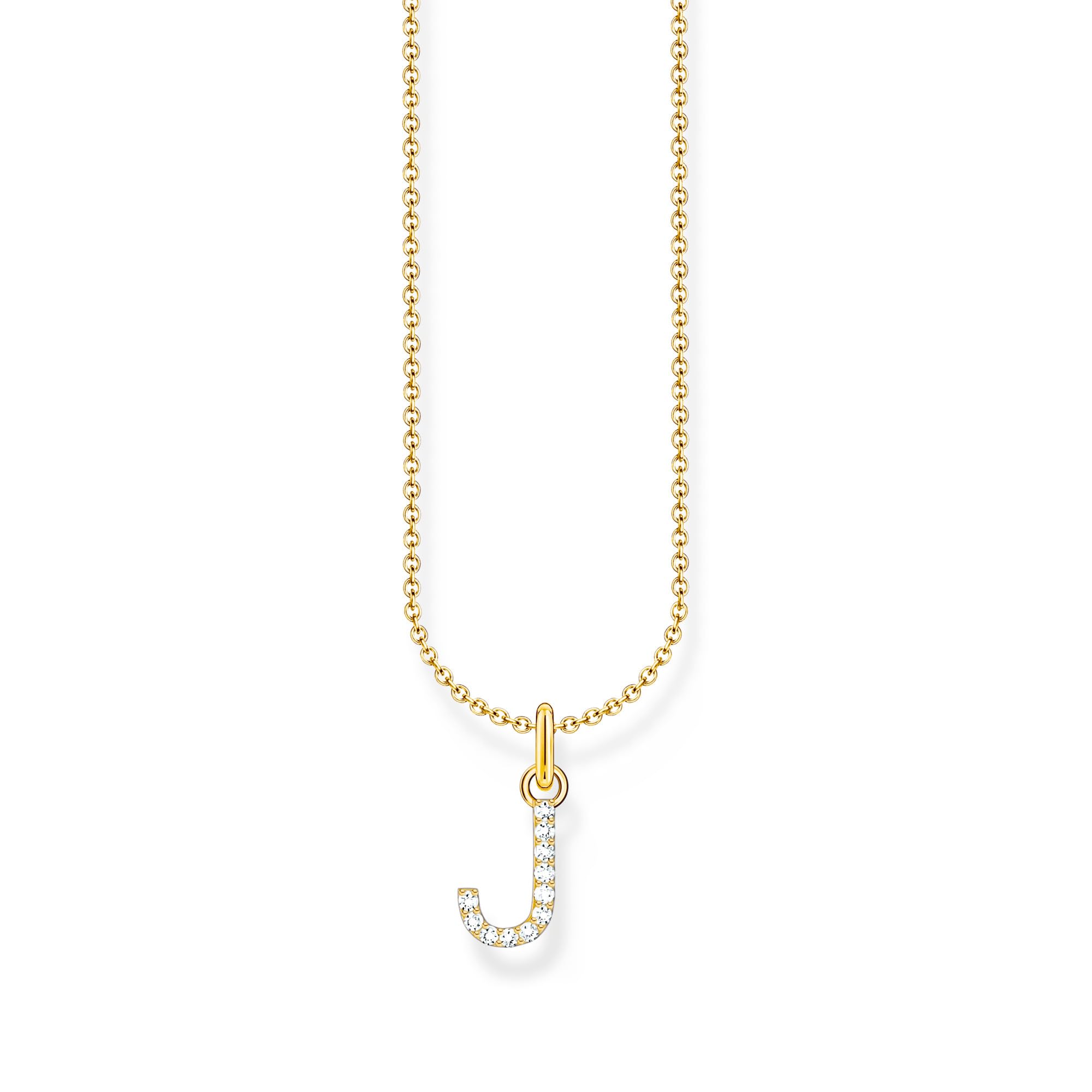 Thomas Sabo Letter J Necklace 925 Sterling Silver with Zirconia KE2249-051-14