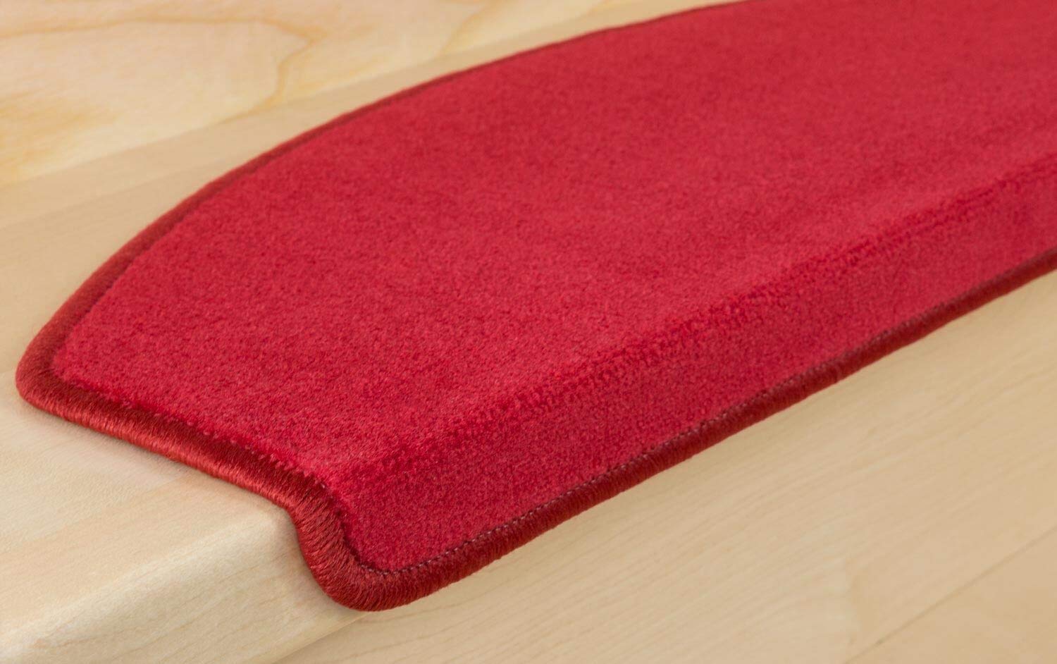 Metzker Stufenmatten Uni Veloursteppich - Sparset Rot 15 Stück Halbrund