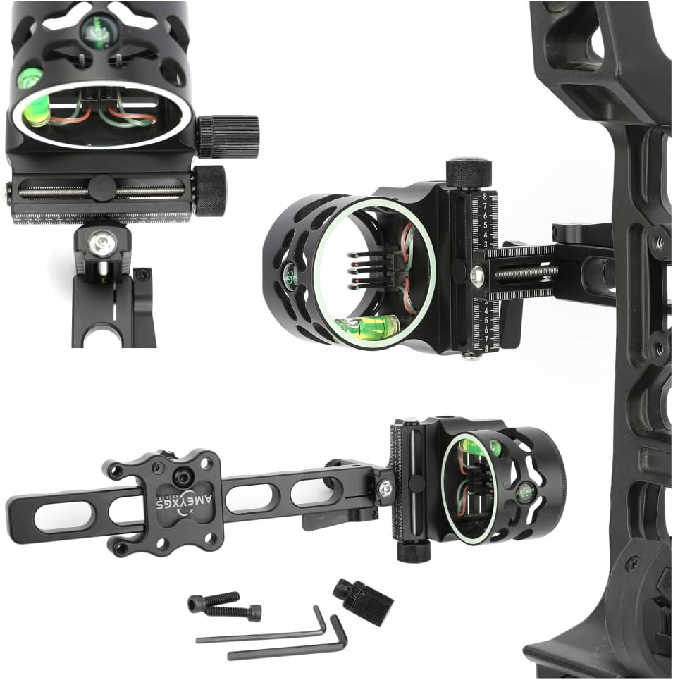5-Pin Archery Compound Bow Sight - Four-Way Windage/Elevation Adjustment, High-Precision Bow Sight for Hunting & Target Shooting Compound Bows